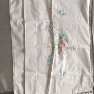 One stamped cross stitch white pillow case